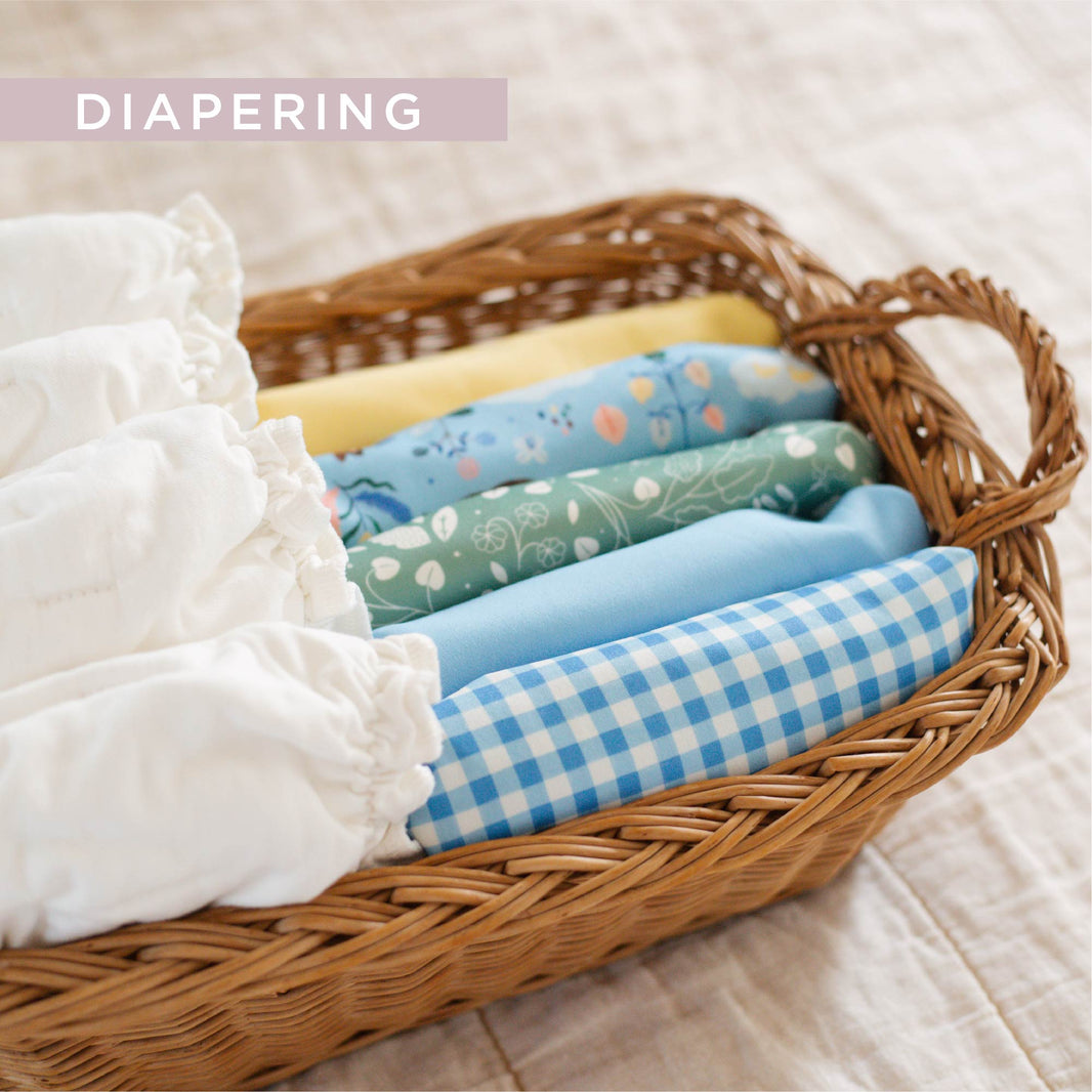 Cloth Diapers in Basket