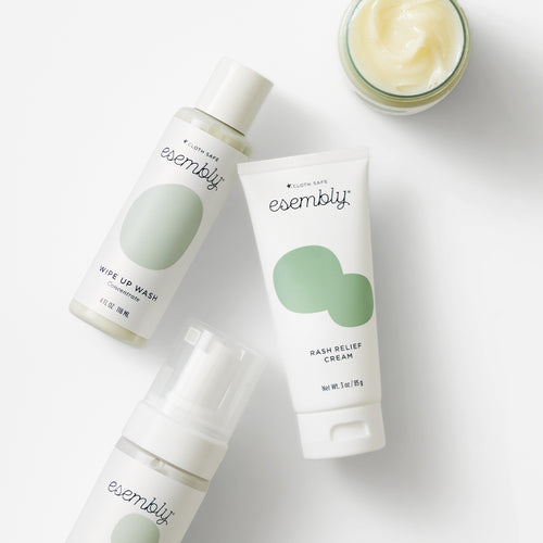 Esembly skin care; Rash Relief Cream, Wipe Up Wash with Foamer, and Everyday Balm