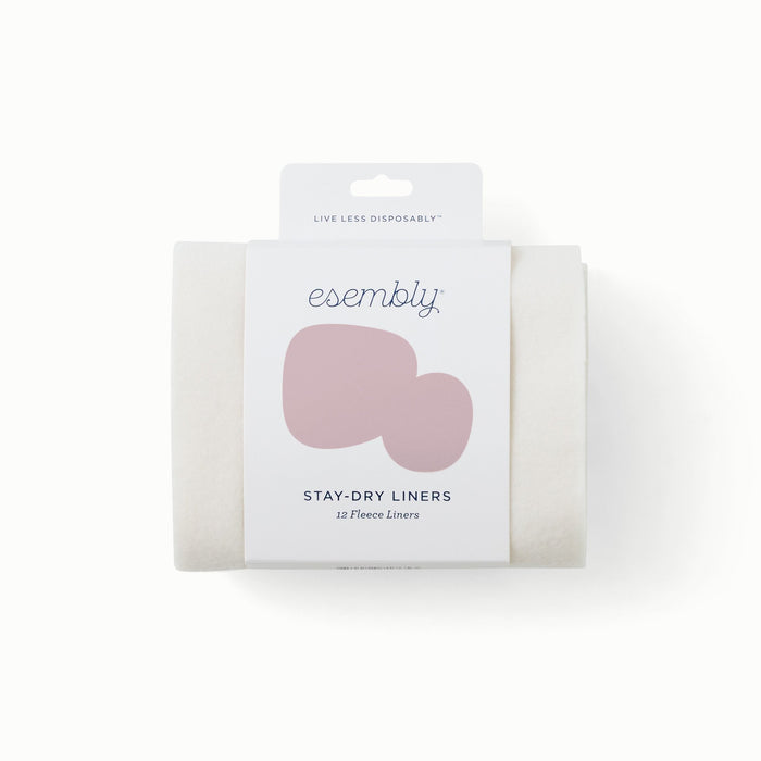 View of twelve Esembly stay-dry liners in packaging