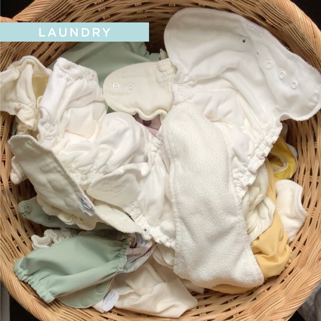 Basket with clean inner and outer cloth diapers