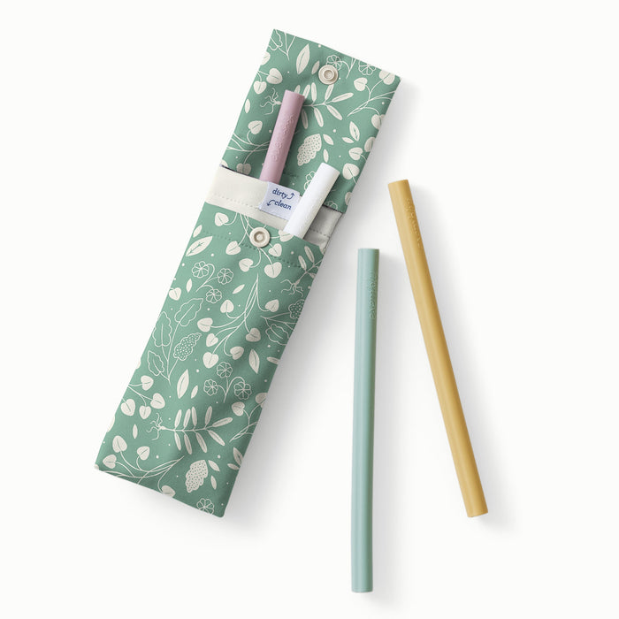 Sippers in Botany (green background with white leaves)