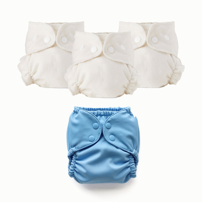 Three Snap Inners and One Esembly Outer in Cornflower (a soft mid-tone blue)