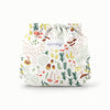 Back view of Esembly Outer in Fantastic Fungi (an off-white background with colorful mushroom, trees, and leaves illustrations)