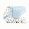 Baby diaper with geometric pattern and a blue interior on a white background