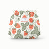 Back view of Esembly Outer with a white background with red strawberries and light green leaves