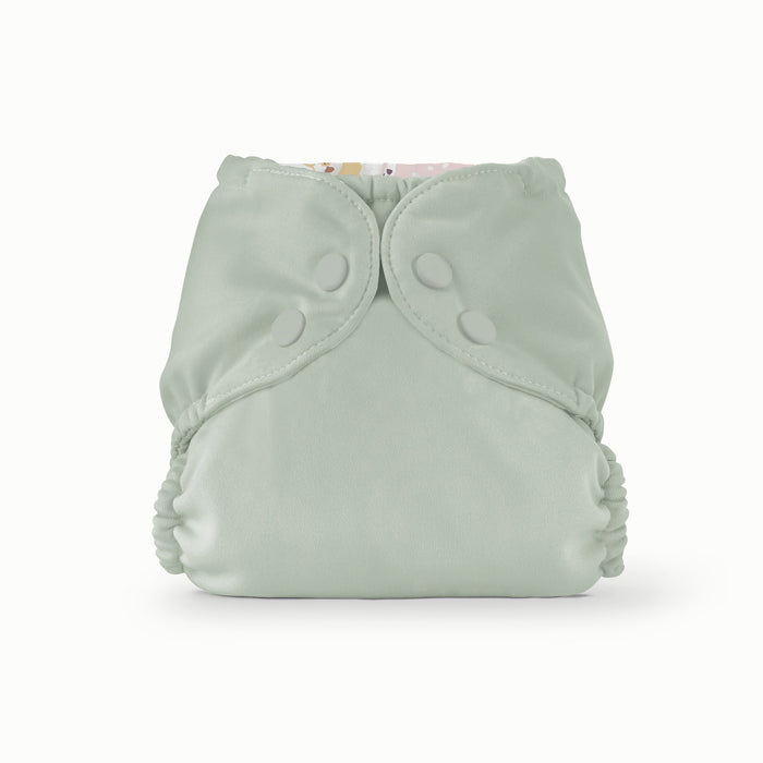 Front view of Esembly Outer in a light mint green color
